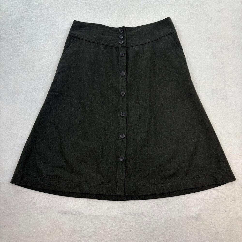 Banana Republic Dark Grey Wool Blend A-Line Buttons Skirt Size 8